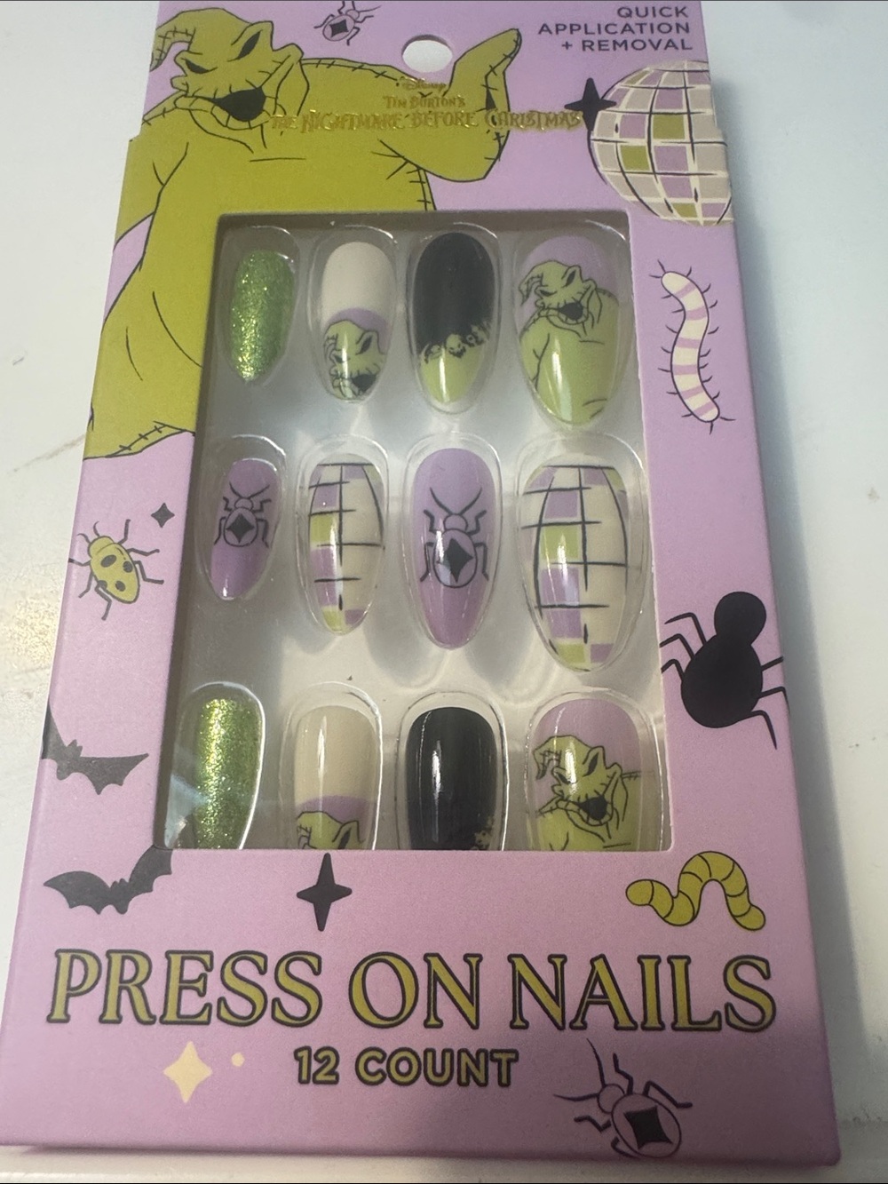 The Nightmare Before Christmas Oogie Boogie Press-On Nails — Purple & Green